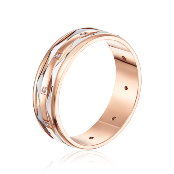 Обручальное кольцо комбинированное с фианитами. Артикул 1054/14/1/13 (1054)