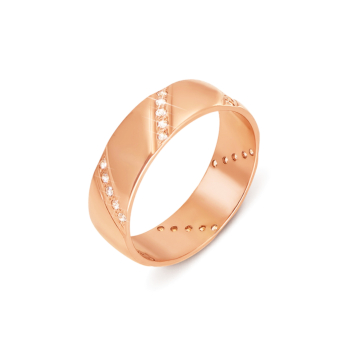 Обручальное кольцо с фианитами. Артикул 1074