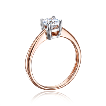 Золотое кольцо с фианитом S​ Zirconia. Артикул 13045/SW