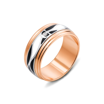 Обручальное кольцо с бриллиантом и эмалью. Артикул 52642/1.25 бч