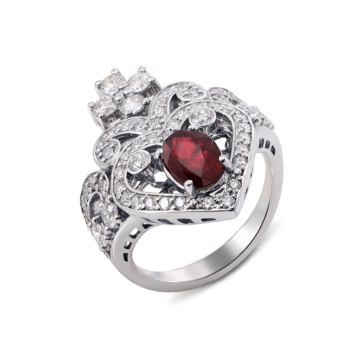 Золотое кольцо с рубином и бриллиантами. Артикул 53117/3б руб