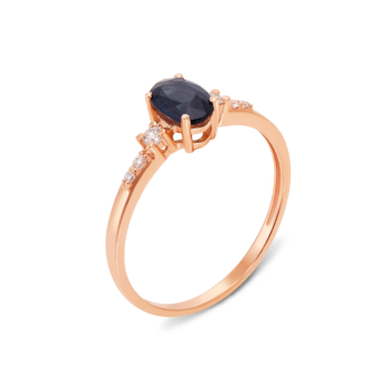 Золотое кольцо с сапфиром и бриллиантами. Артикул 53128/1.75сап