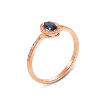 Золотое кольцо с сапфиром и бриллиантами. Артикул 53193/0.8S сап