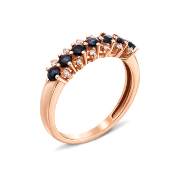 Золотое кольцо с сапфирами и бриллиантами. Артикул 53311/1.25сап