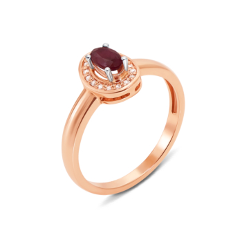 Золотое кольцо с рубином и бриллиантами. Артикул 52626/0.8Sруб