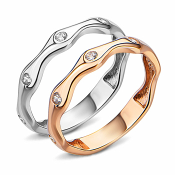 Наборное двойное золотое кольцо с фианитами. Артикул UG51/101/020