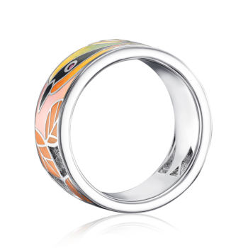 Серебряное кольцо с эмалью и фианитами. Артикул 12115R-R/12/3488