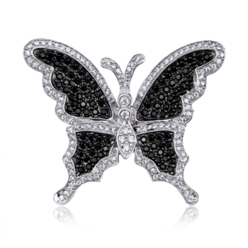 Срібна брошка «Метелик» з фіанітами. Артикул T00202-SH/12/1