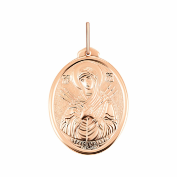 Золота підвіска-іконка Божої Матері «Семистрільна». Артикул UG5П0148