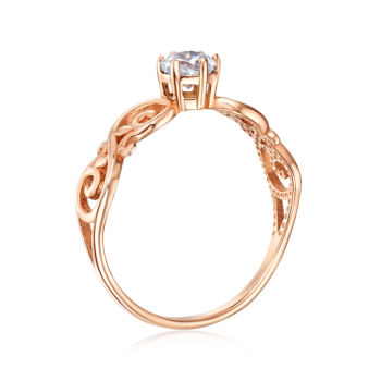 Золотое кольцо с фианитом S​ Zirconia. Артикул 12236/SW