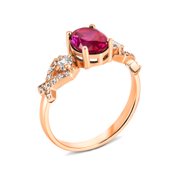 Золотое кольцо с рубином и фианитами. Артикул UG5КД4175КРуб