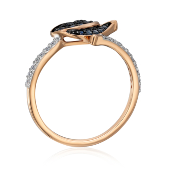 Золотое кольцо «Цветок» с бриллиантами и сапфирами. Артикул 53572/01/1/10337