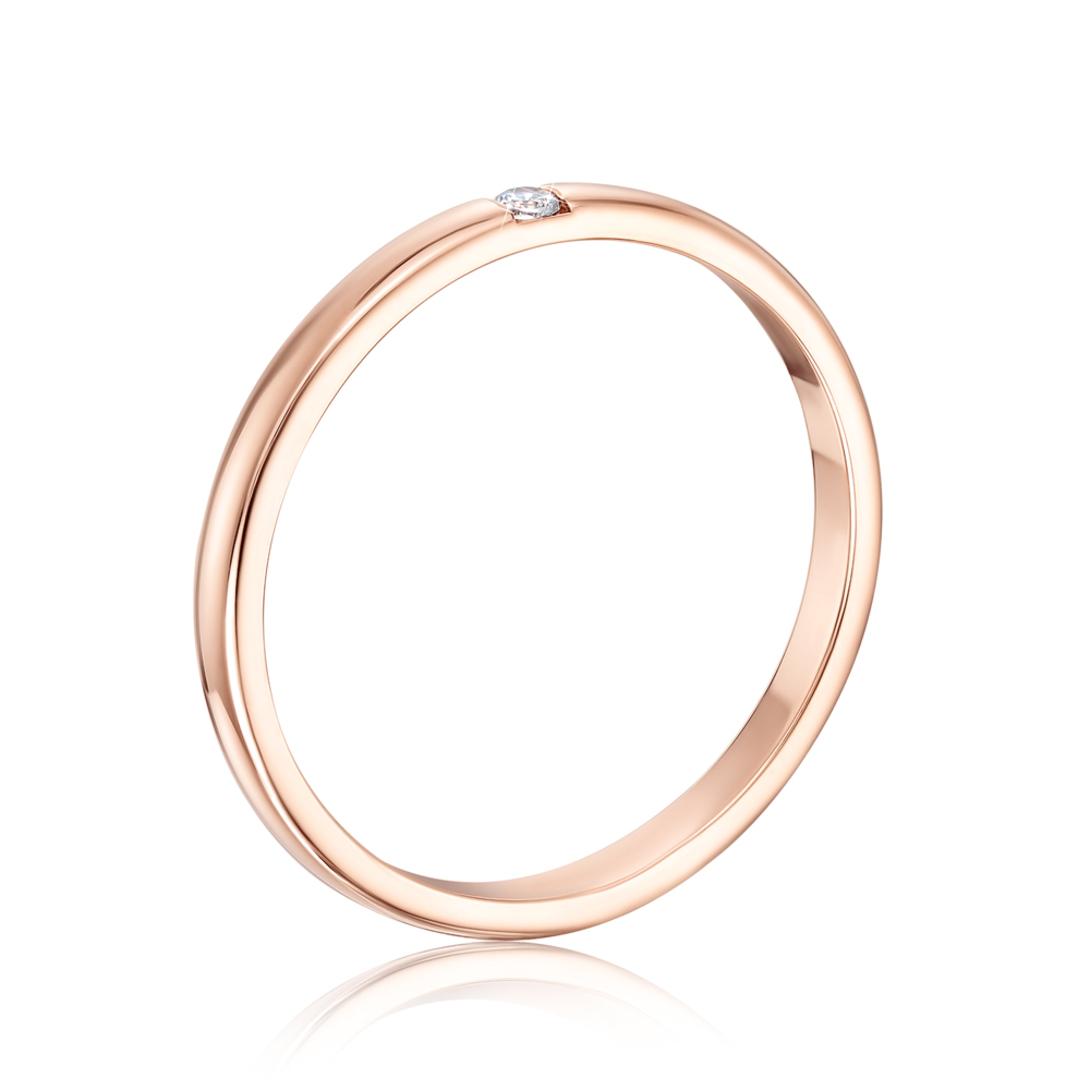 Обручальное кольцо с бриллиантом. Артикул 10102/1.75