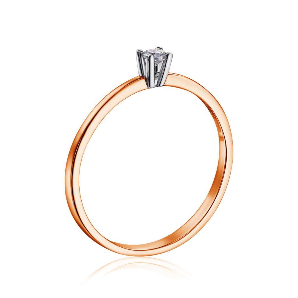 Золотое кольцо с фианитом S​ Zirconia. Артикул 11984/SW