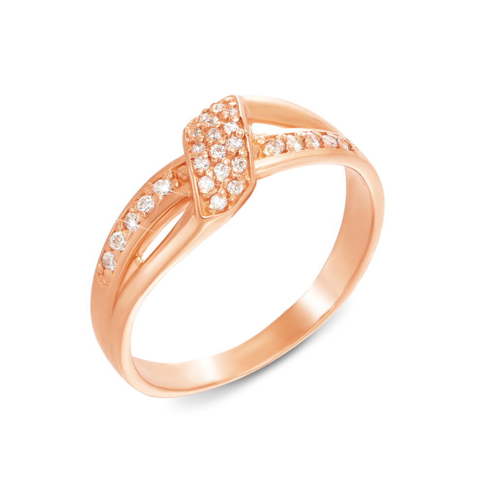 Золотое кольцо с фианитами. Артикул 12069