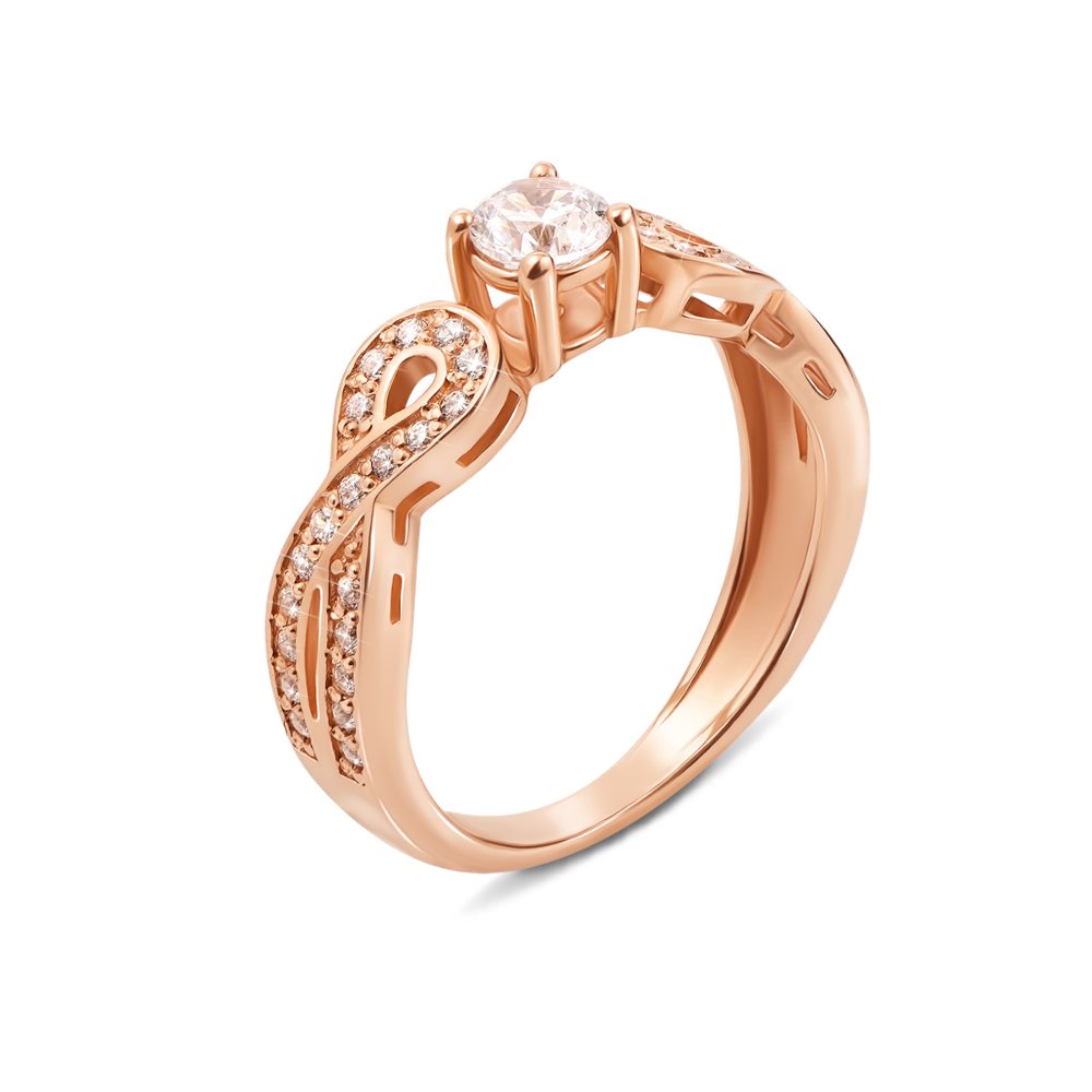 Золотое кольцо с фианитами. Артикул 12153