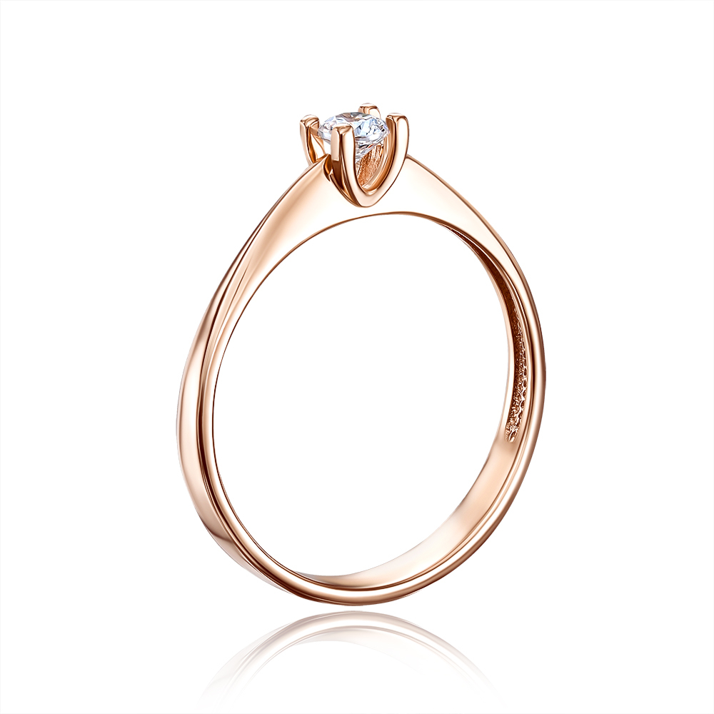Золотое кольцо с фианитом S​ Zirconia. Артикул 12269/SW
