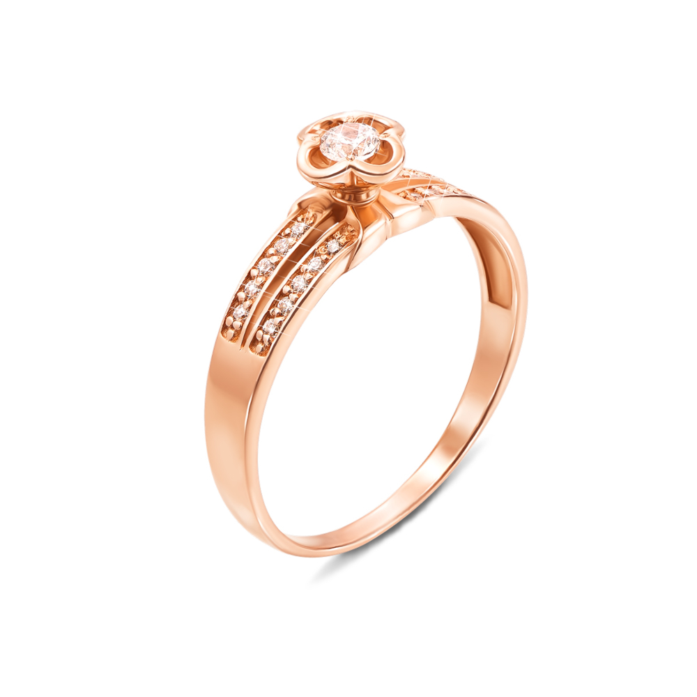 Золотое кольцо с фианитами. Артикул 12326