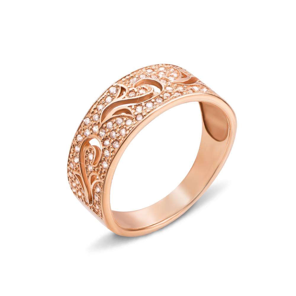 Золотое кольцо с фианитами. Артикул 12348