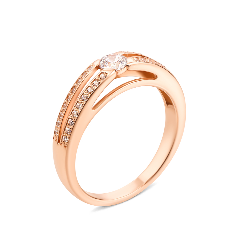 Золотое кольцо с фианитами. Артикул 12521