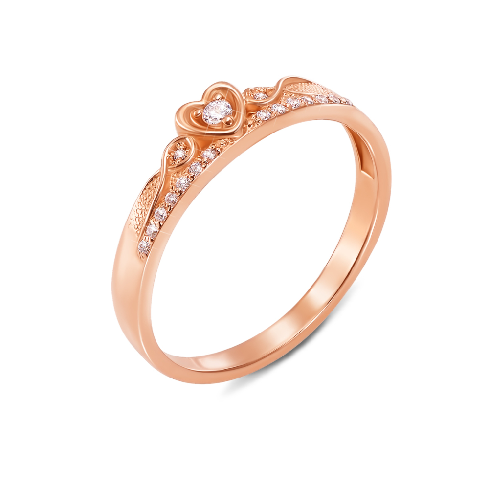 Золотое кольцо с фианитами. Артикул 12570