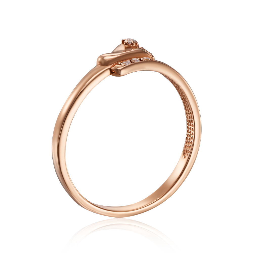 Золотое кольцо «Ножка» с фианитами. Артикул 13098 п
