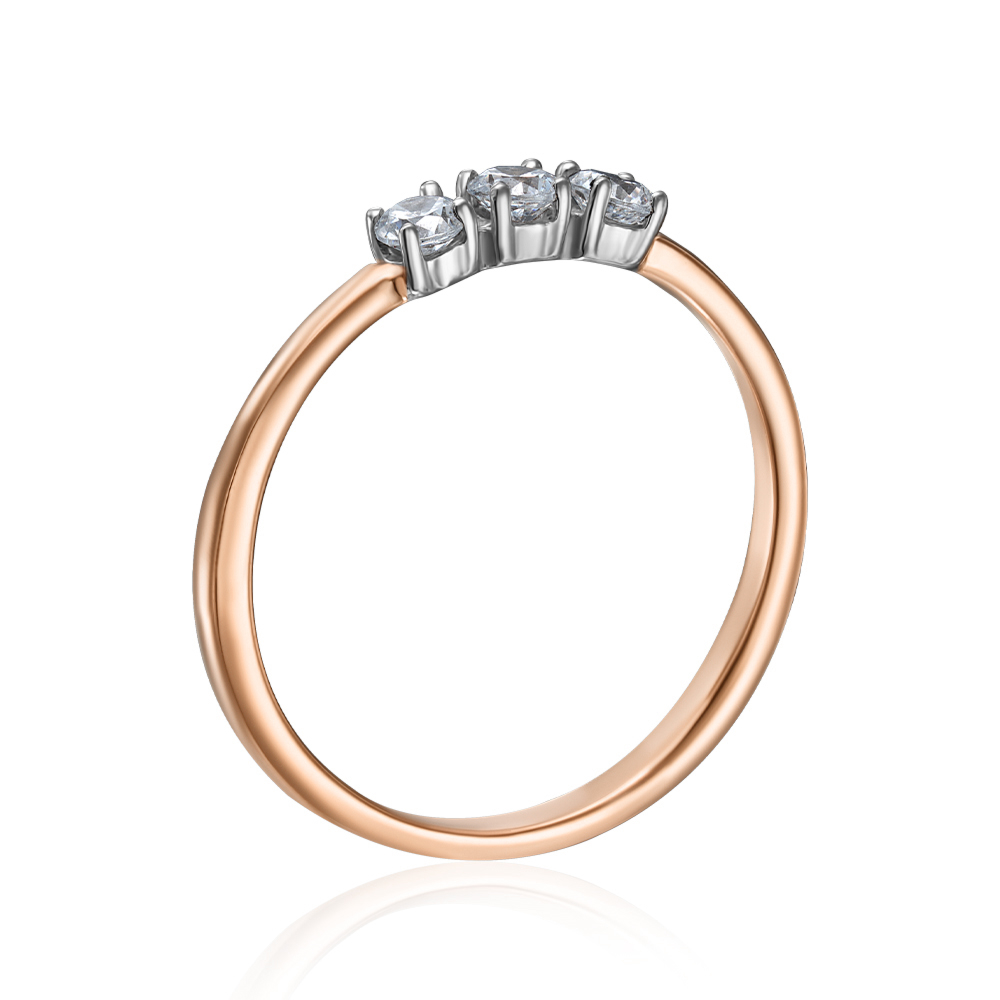 Золотое кольцо с фианитами. Артикул 13103