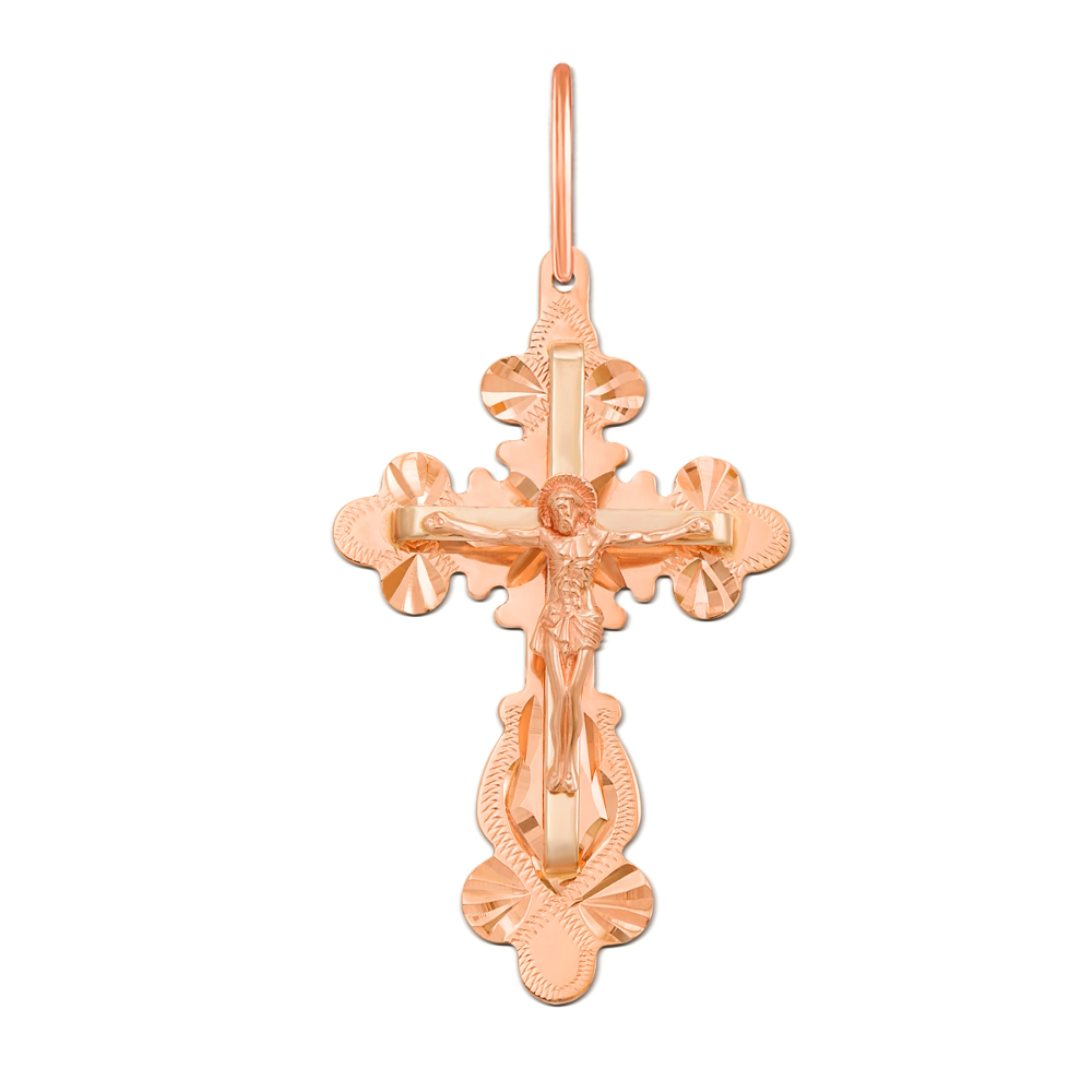 Золотой крестик с алмазной гранью. Артикул 30365
