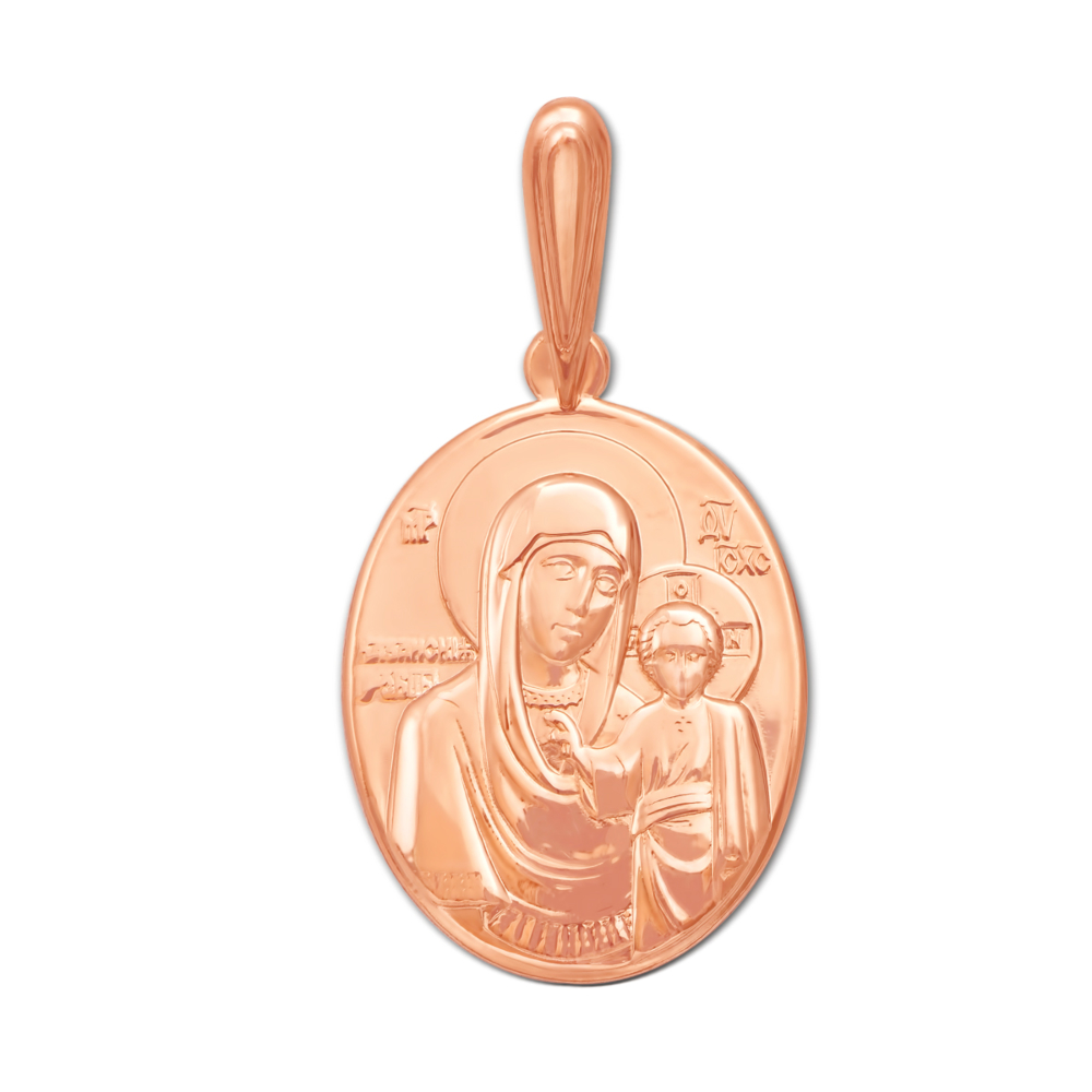 Золотая подвеска-иконка Божией Матери «Казанская». Артикул 30747