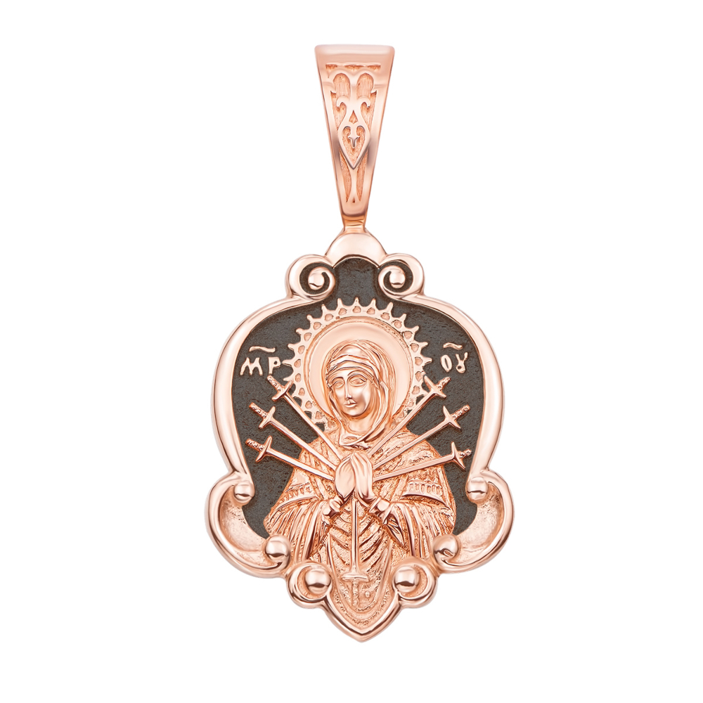 Золота підвіска-іконка Божої Матері «Семистрільна». Артикул 31532/2