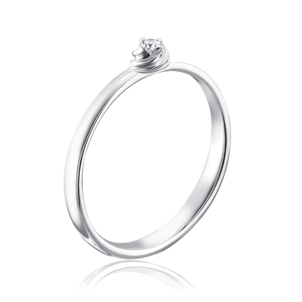 Серебряное кольцо с бриллиантом. Артикул 810000/12/1/8554