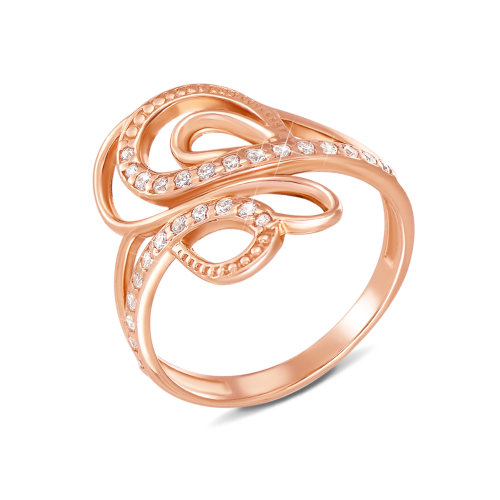 Золотое кольцо с фианитами. Артикул 12021