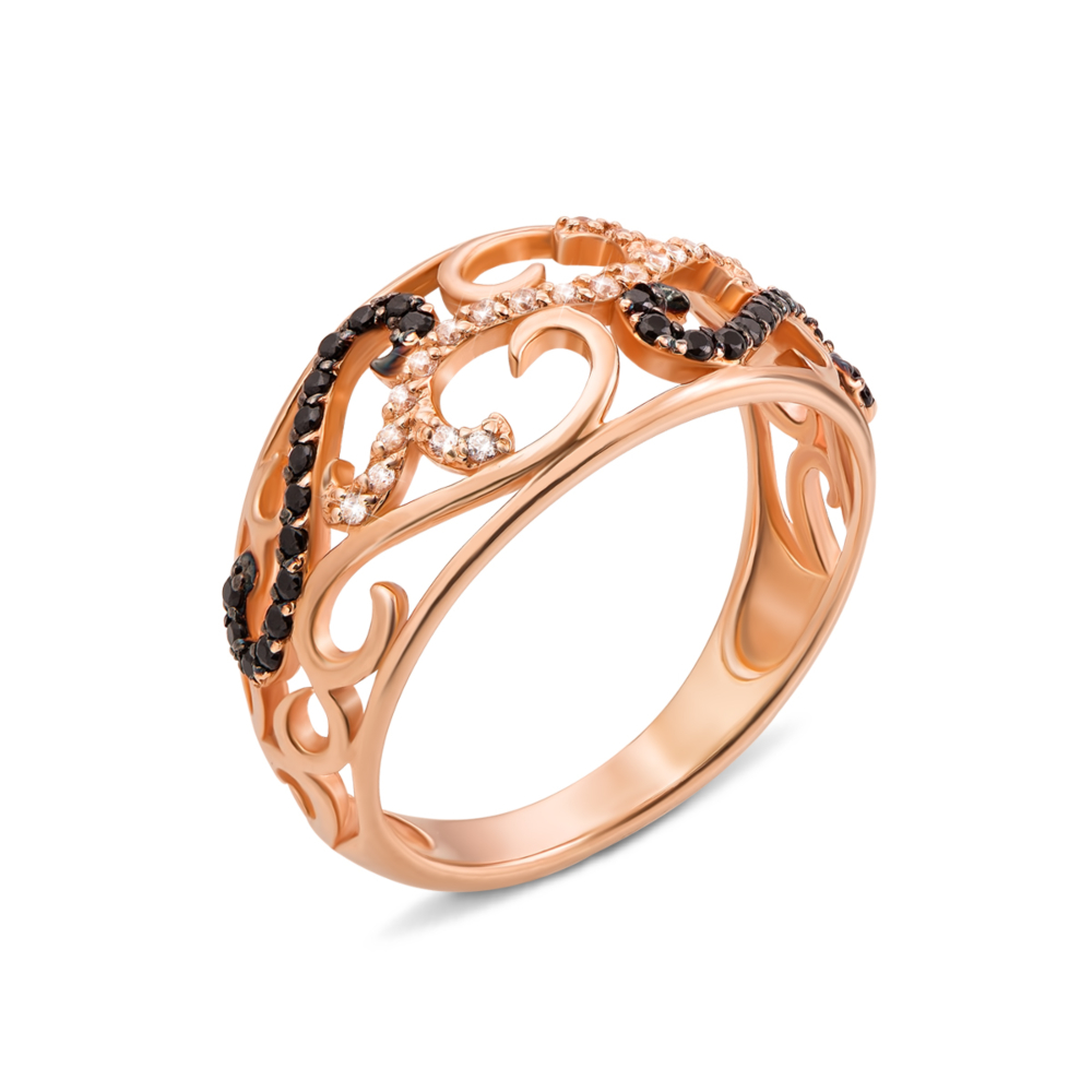 Золотое кольцо с фианитами. Артикул 13068/ч