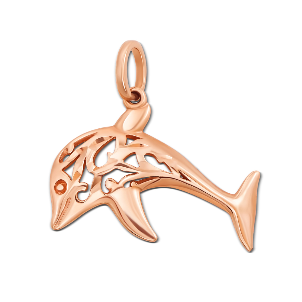Золота підвіска «Дельфін» з алмазною гранню. Артикул 3898