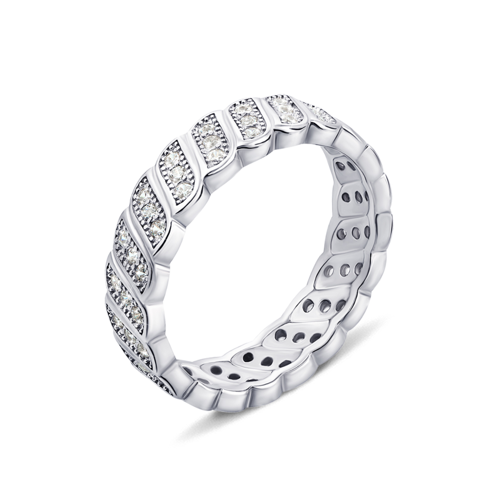Серебряное кольцо с фианитами. Артикул DR106-R