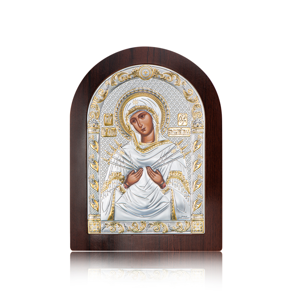 Серебряная икона «Богородица Семистрельная». Артикул AR-4-006AG/R