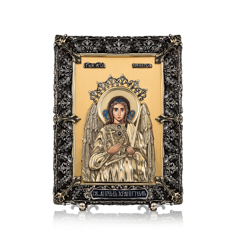 Серебряная икона «Св. Ангел Хранитель» . Артикул мА-Х35ср