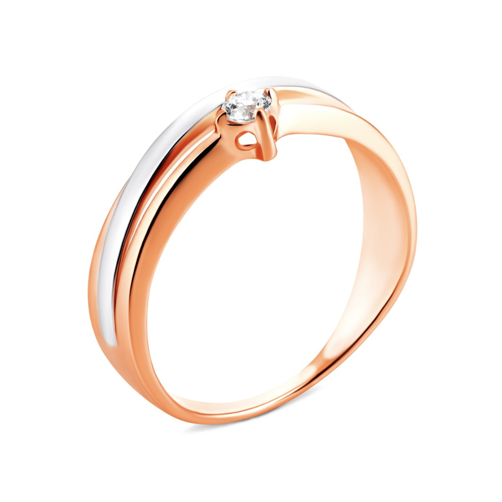 Золотое кольцо с фианитом S. Артикул UG5КД4201Sw
