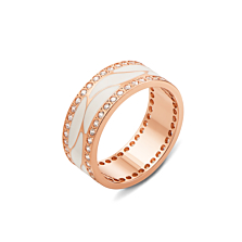 Обручальное кольцо с эмалью и фианитами. Артикул 10158
