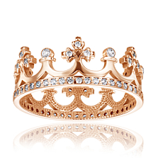 Золотое кольцо «Корона» с фианитами. Артикул 11920
