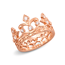 Золотое кольцо «Корона» с фианитами. Артикул 11954