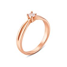 Золотое кольцо с фианитом S​ Zirconia. Артикул 12083/SW
