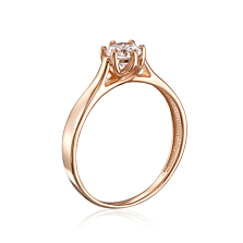 Золотое кольцо с фианитом S​ Zirconia. Артикул 12138/SW