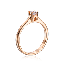 Золотое кольцо с фианитом S​ Zirconia. Артикул 12218/SW