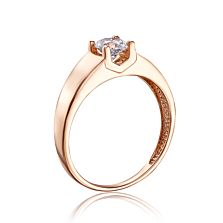Золотое кольцо с фианитом. Артикул 12225