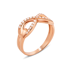 Золотое кольцо «Бесконечность» с фианитами. Артикул 12962