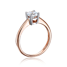 Золотое кольцо с фианитом S​ Zirconia. Артикул 13045/SW