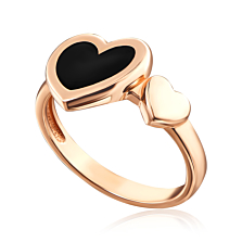Золотое кольцо «Сердце» с эмалью. Артикул 13210/01/0/389