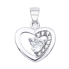 Серебряная подвеска «Сердце» с фианитами. Артикул 1PE45093-P