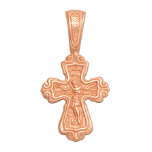 Золотой крестик. Распятие Христа. Валаамская Икона Божией Матери. Артикул 31350